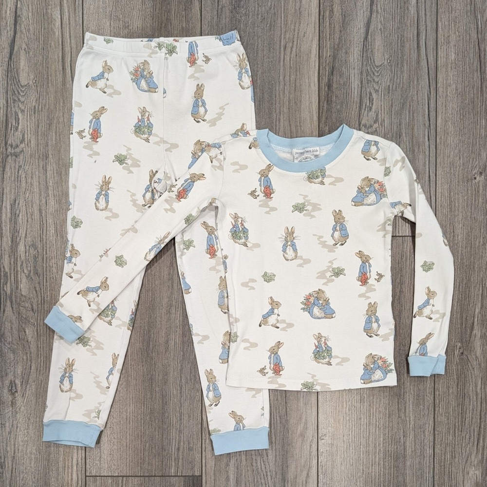 Pottery Barn Kids Pajama Set Peter Rabbit Size 6 Organic Cotton Unisex Snug Fit